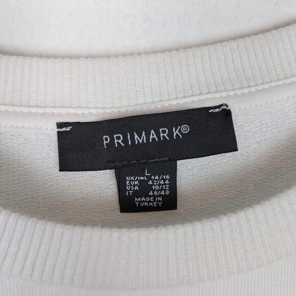 Primark White Ruffle Eyelet Hem Sweatshirt Top Size L - Picture 5 of 6